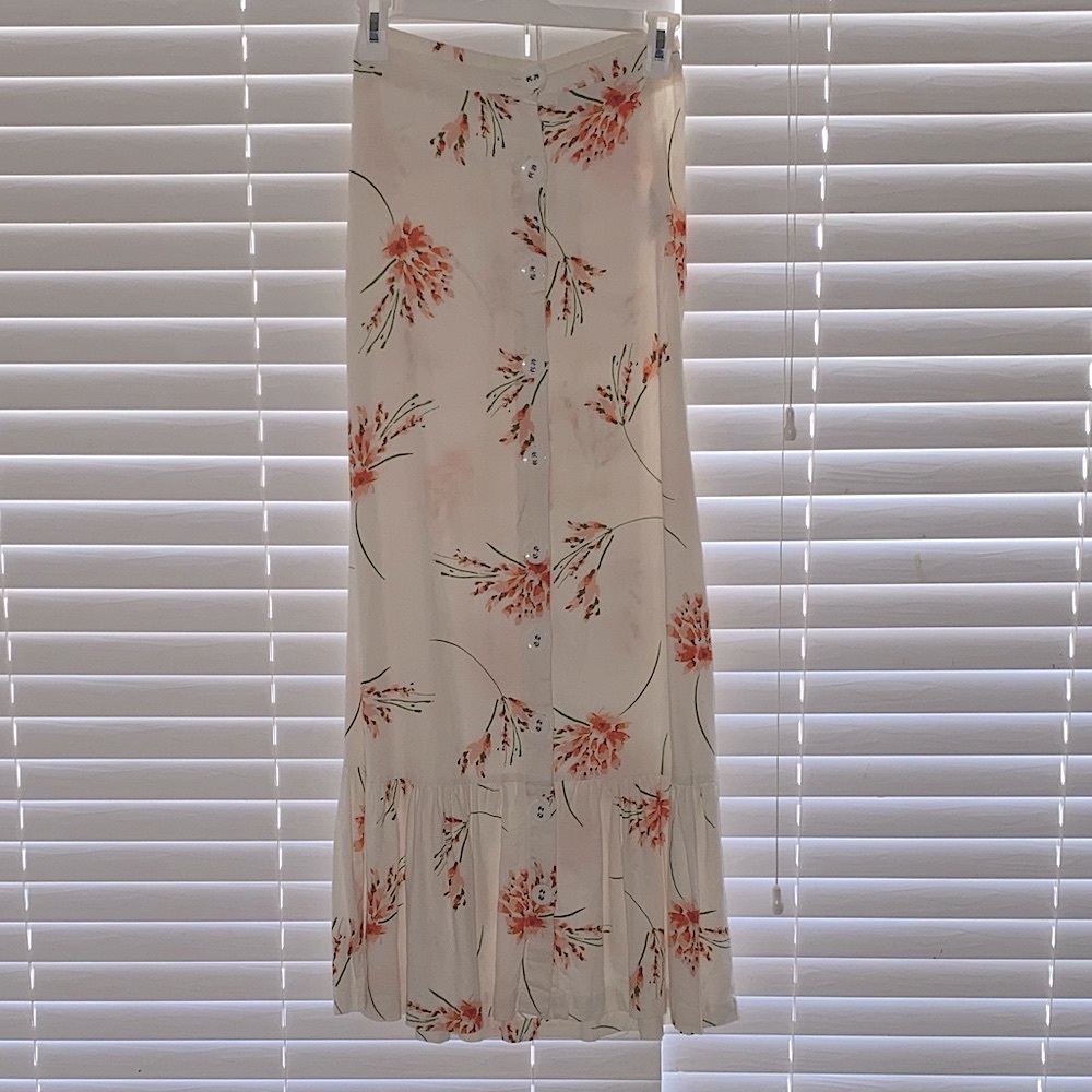 Urban Outfitters Floral Print Maxi Skirt - The Cream and Orange